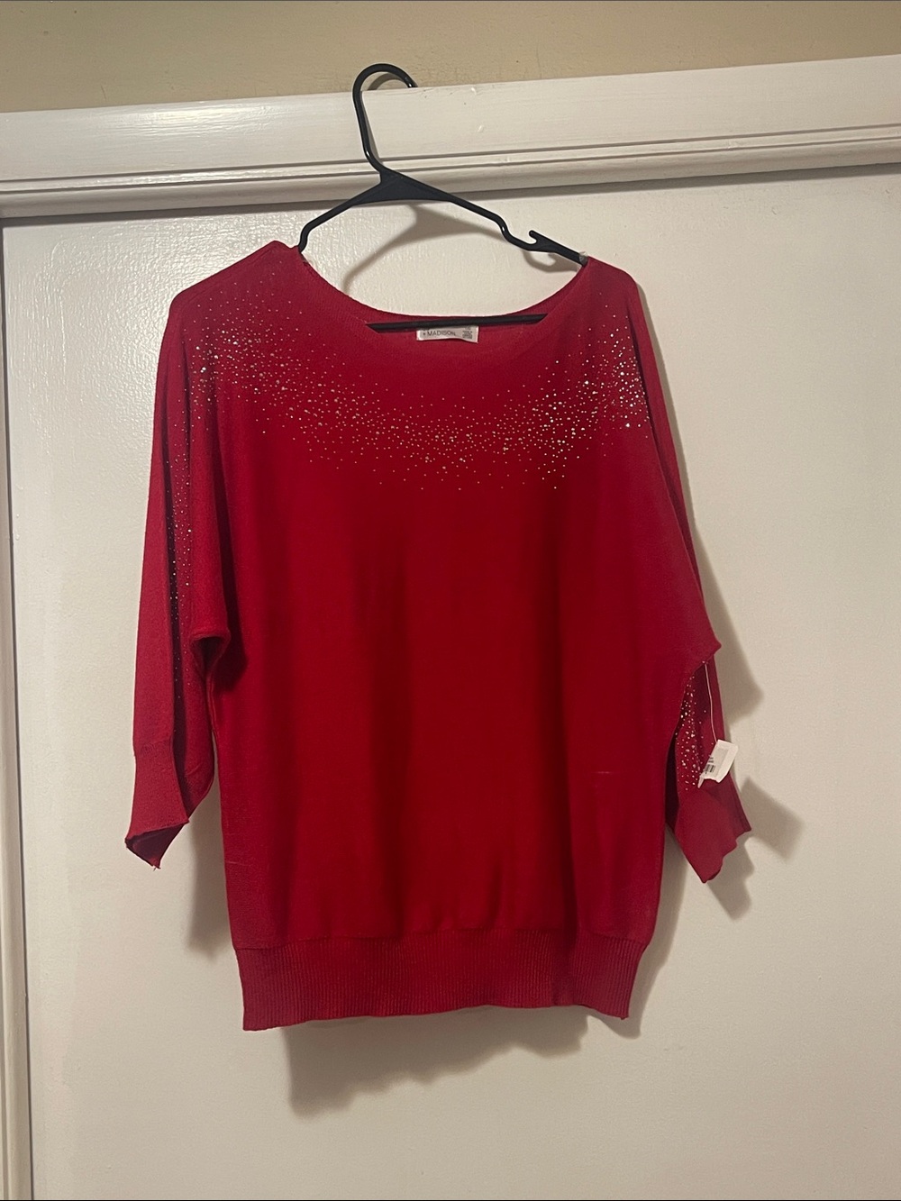 Embellished Red Women's Sweater Top 89th &Madison NWT large